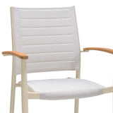 Armen Living Portals Aluminum/Teak/3D-Mesh Weather-Net Outdoor Dining Chair