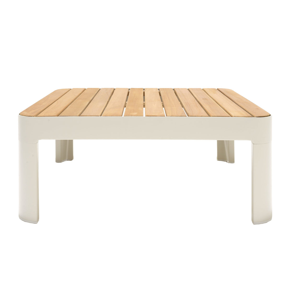 Armen Living Portals Aluminum/Teak Outdoor Coffee Table