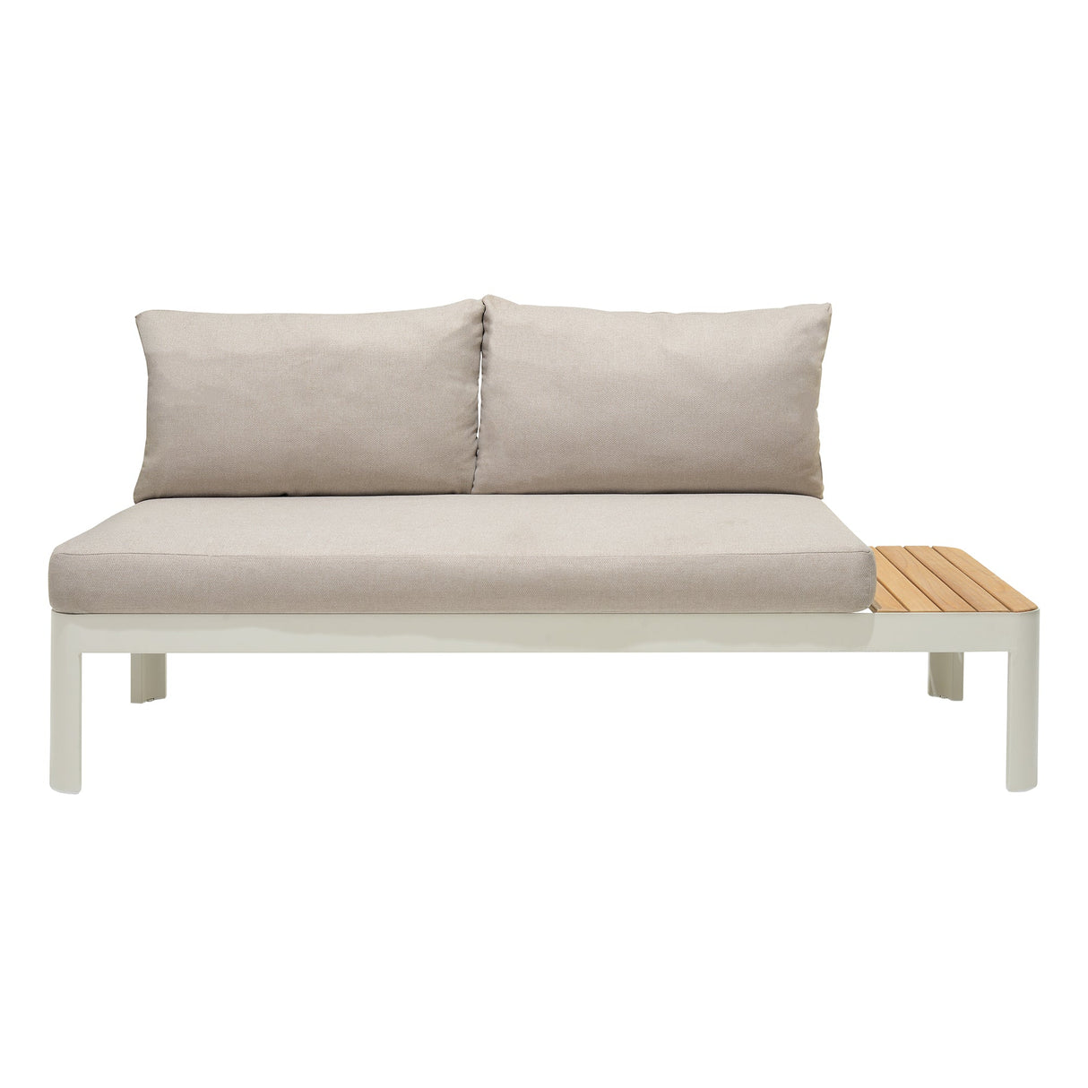 Armen Living Portals Aluminum/Teak/Olefin Olefin Outdoor Sofa