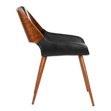 Armen Living Panda Walnut Wood/Metal/Faux Leather/Leatherette 100% Polyurethane Dining Chair