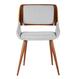 Armen Living Panda Walnut Wood/Metal/Fabric 100% Polyester Dining Chair