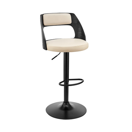 Armen Living Paulo Poplar bentwood/Metal/Faux Leather/Foam 100% Polyurethane Swivel Barstool