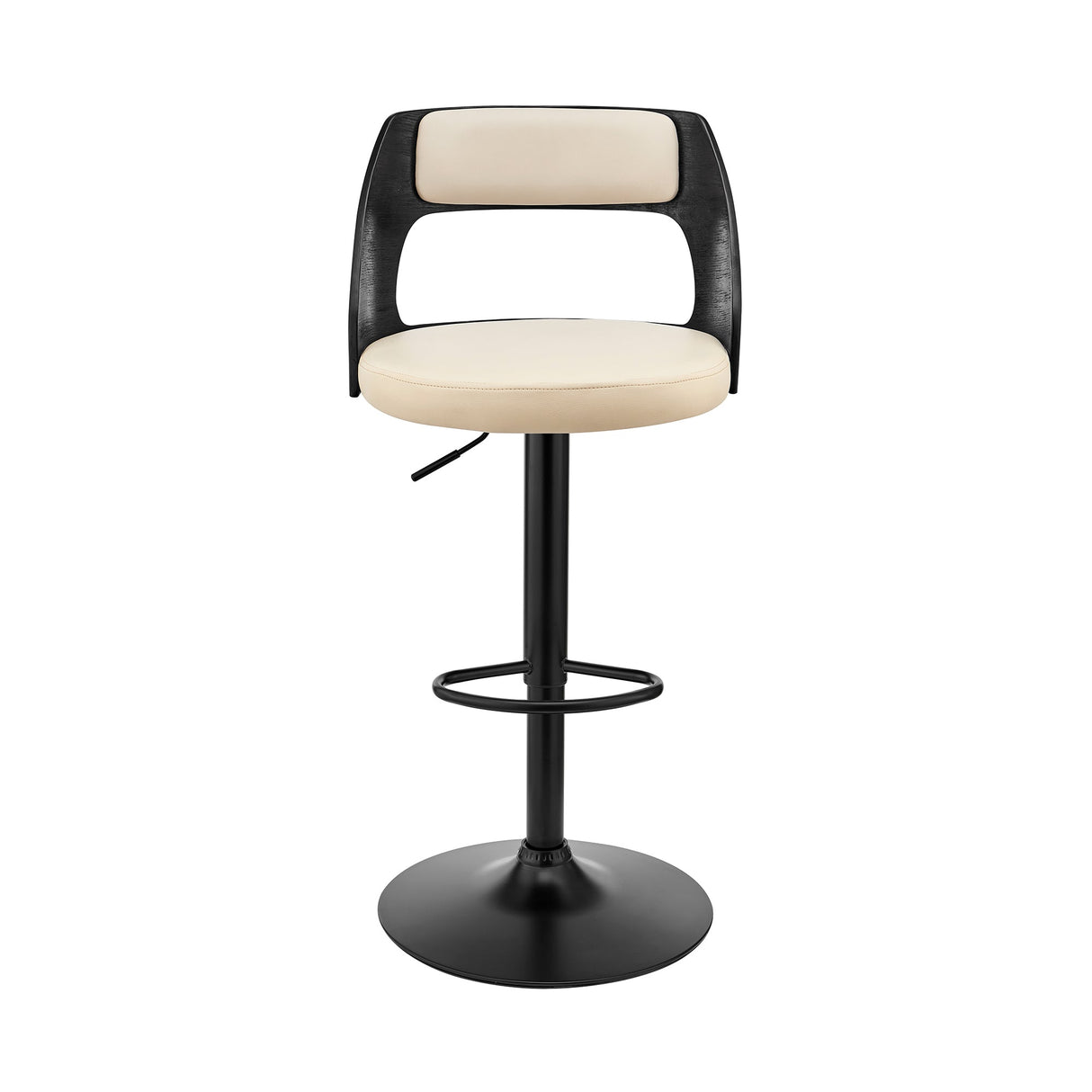 Armen Living Paulo Poplar bentwood/Metal/Faux Leather/Foam 100% Polyurethane Swivel Barstool