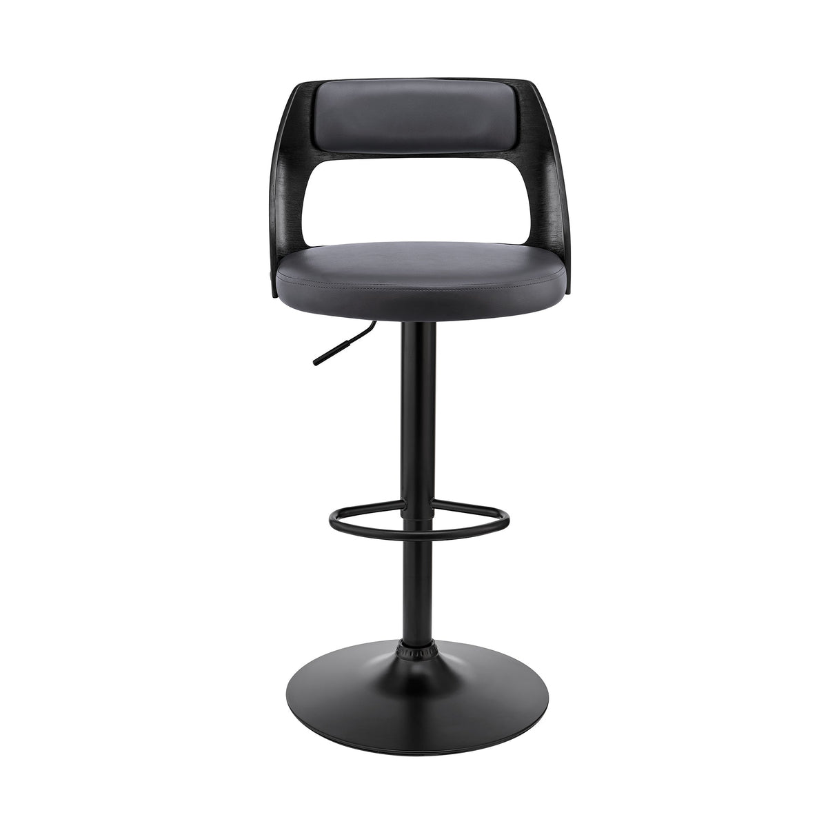 Armen Living Paulo Poplar bentwood/Metal/Faux Leather/Foam 100% Polyurethane Swivel Barstool