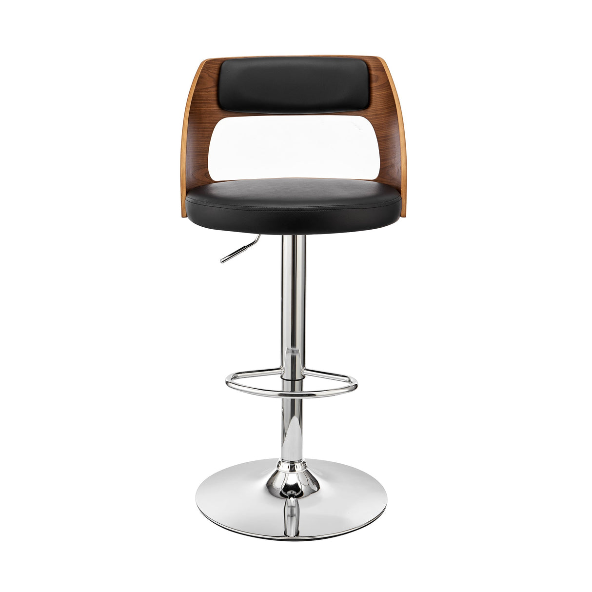 Armen Living Paulo Poplar bentwood/Metal/Faux Leather/Foam 100% Polyurethane Swivel Barstool