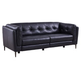 Armen Living Primrose Wood/Foam/Leather/Poly Soft Fabric/Metal 100% Genuine Leather Sofa