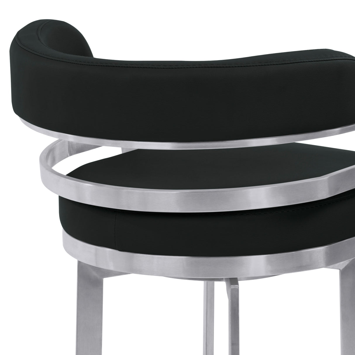 Armen Living Prinz Brushed Stainless Steel/Faux Leather 100% Polyurethane/Urethane Foam Barstool