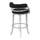 Armen Living Prinz Brushed Stainless Steel/Faux Leather 100% Polyurethane/Urethane Foam Barstool