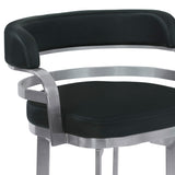 Armen Living Prinz Brushed Stainless Steel/Faux Leather 100% Polyurethane/Urethane Foam Barstool