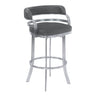 Armen Living Prinz Brushed Stainless Steel/Faux Leather 100% Polyurethane/Urethane Foam Barstool