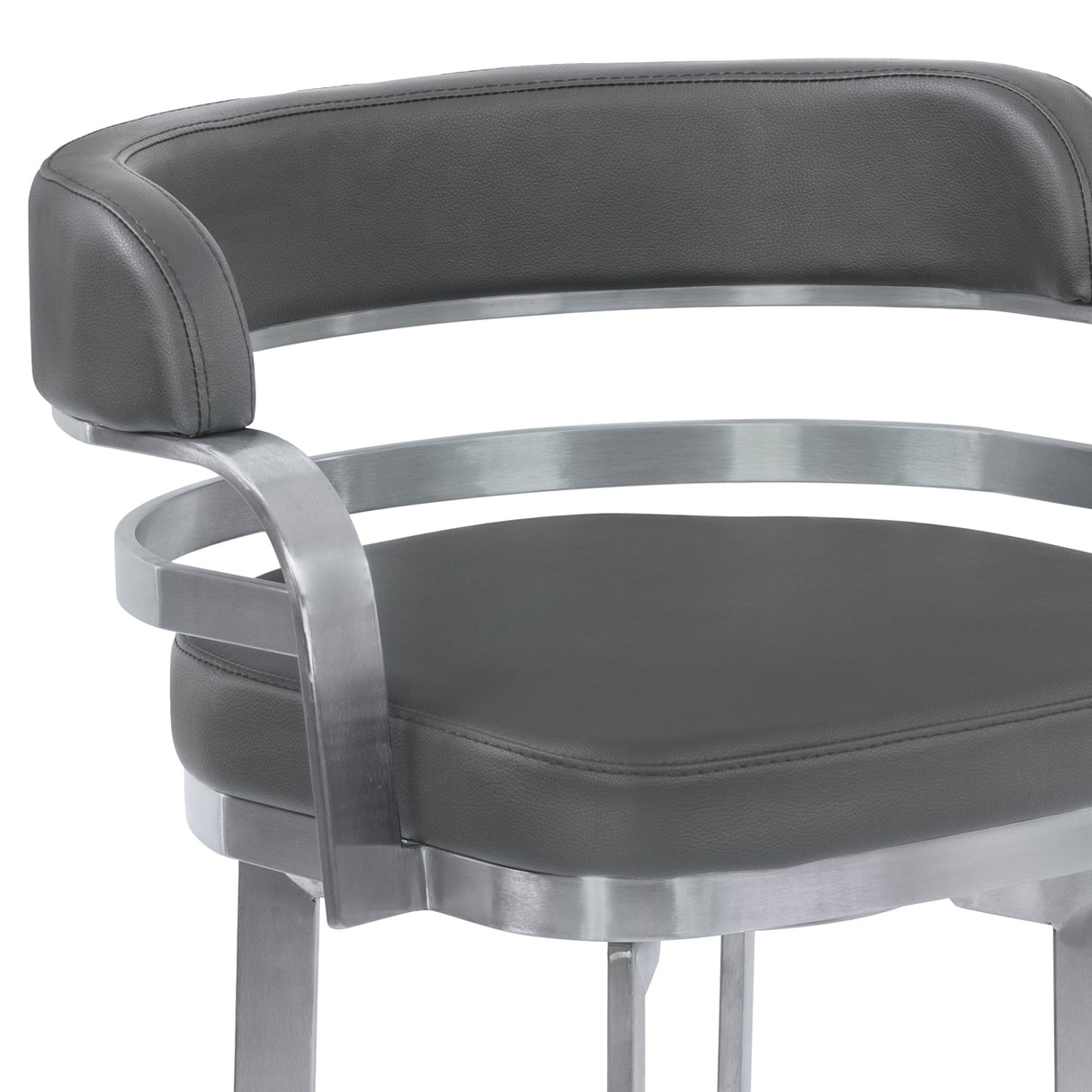 Armen Living Prinz Brushed Stainless Steel/Faux Leather 100% Polyurethane/Urethane Foam Barstool