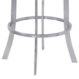 Armen Living Prinz Brushed Stainless Steel/Faux Leather 100% Polyurethane/Urethane Foam Barstool