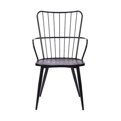 Armen Living Parisa Black Steel/Plywood Na Dining Accent Chair