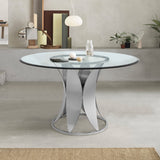 Armen Living Petal Stainless Steel/Glass Dining Table