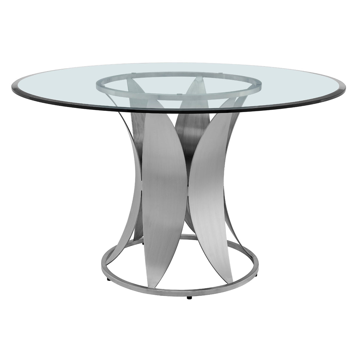 Armen Living Petal Stainless Steel/Glass Dining Table