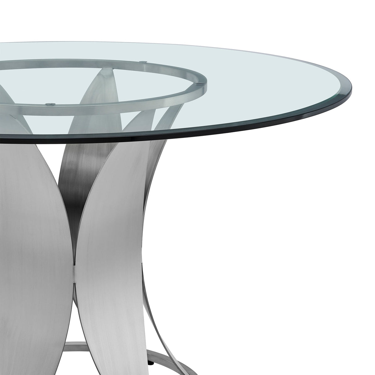 Armen Living Petal Stainless Steel/Glass Dining Table