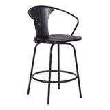 Armen Living Payton Black Steel,Plywood Barstool