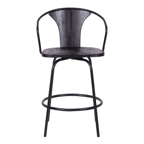 Armen Living Payton Black Steel,Plywood Barstool