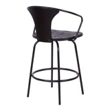 Armen Living Payton Black Steel,Plywood Barstool