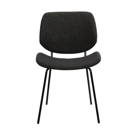 Armen Living Quest Black Powder Steel,Fabric,Plywood 100% Polyster Dining Accent Chair