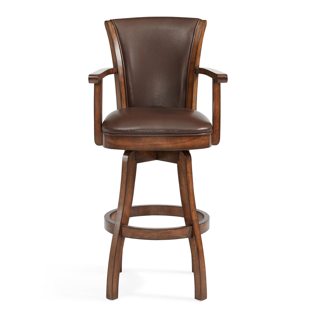 Armen Living Raleigh Arm Chestnut Wood/Faux Leather/Leatherette 100% Polyurethane Barstool