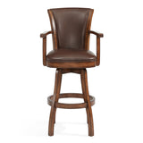 Armen Living Raleigh Arm Chestnut Wood/Faux Leather/Leatherette 100% Polyurethane Barstool