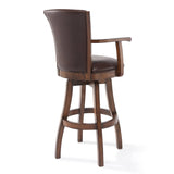 Armen Living Raleigh Arm Chestnut Wood/Faux Leather/Leatherette 100% Polyurethane Barstool