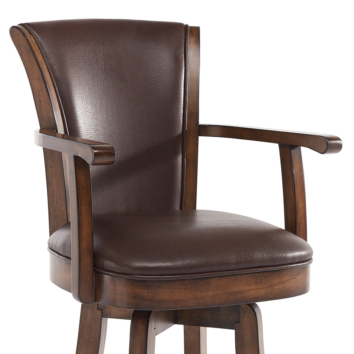 Armen Living Raleigh Arm Chestnut Wood/Faux Leather/Leatherette 100% Polyurethane Barstool