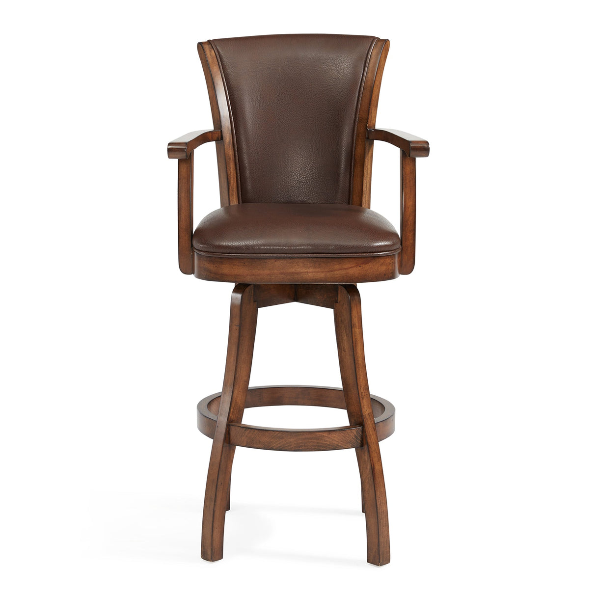 Armen Living Raleigh Arm Chestnut Wood/Faux Leather/Leatherette 100% Polyurethane Barstool