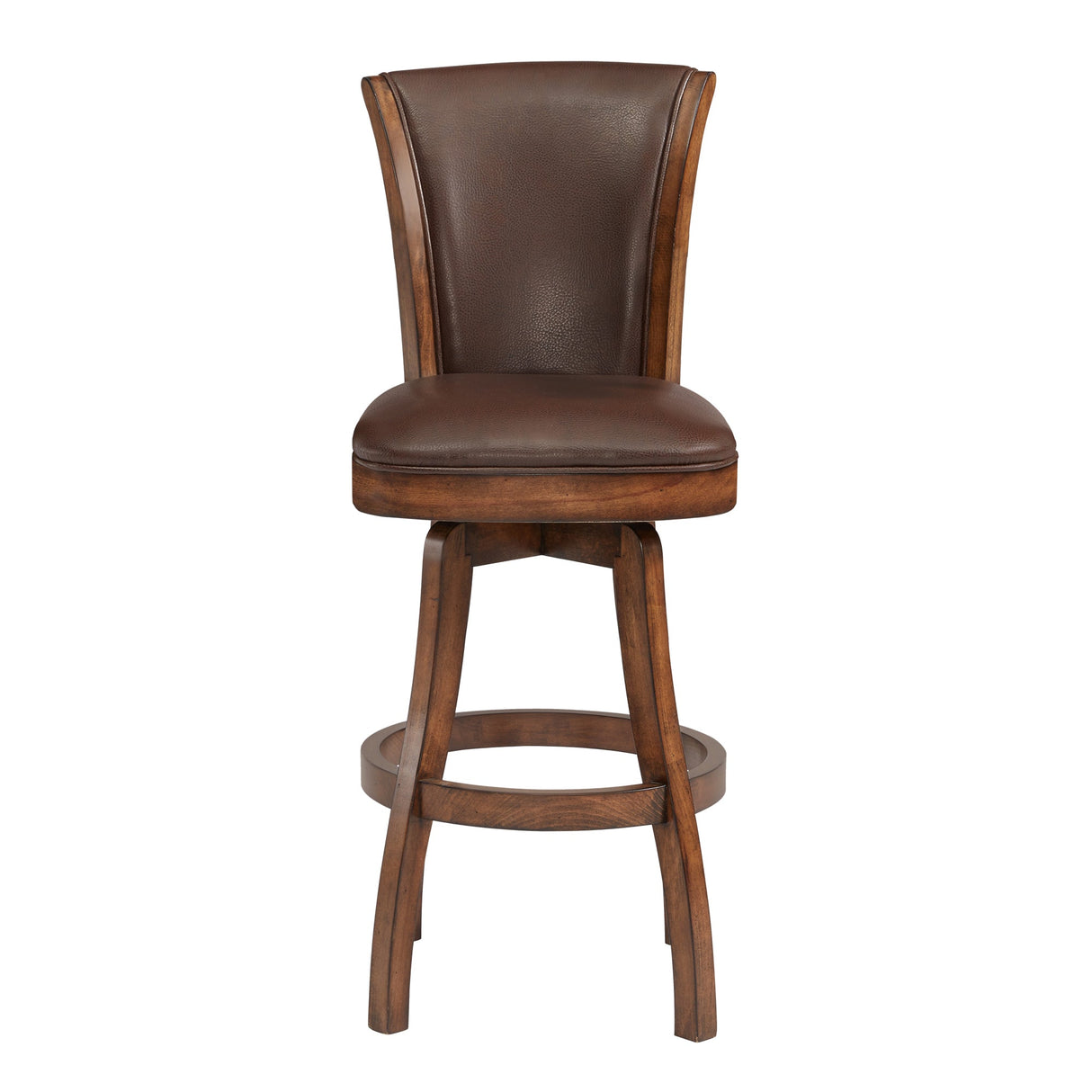 Armen Living Raleigh Chestnut Wood/Faux Leather/Leatherette 100% Polyurethane Barstool