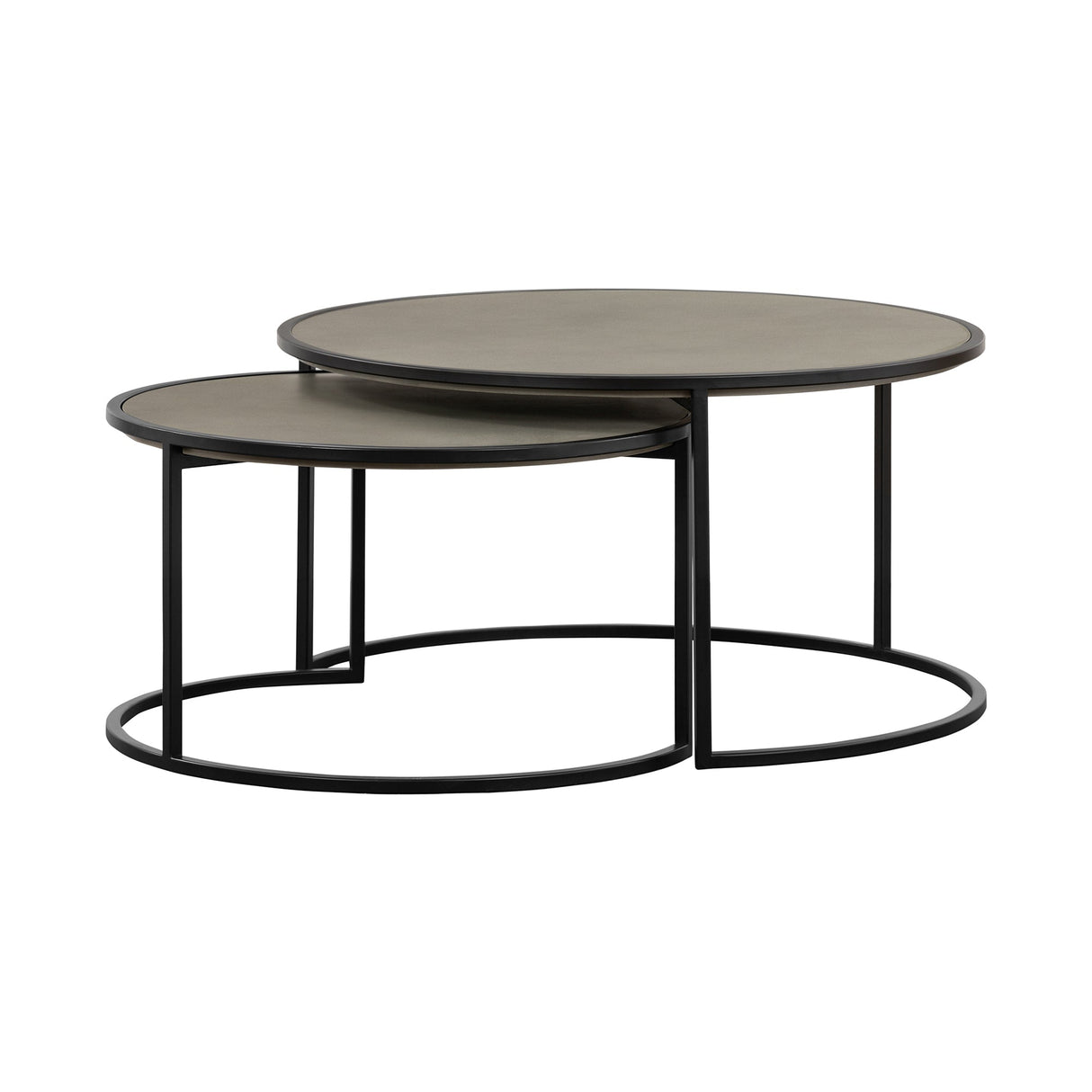 Armen Living Rina Concrete + Metal Nesting Coffee Table - 2-Piece