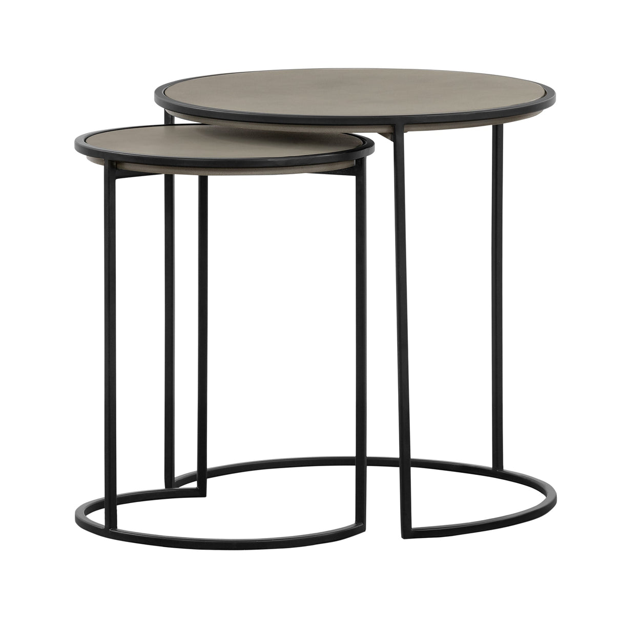 Armen Living Rina Concrete + Metal Nesting End Table - 2-Piece