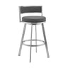 Armen Living Roman Stainless Steel. Faux Leather 100% Polyurethane Barstool