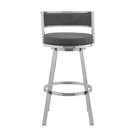 Armen Living Roman Stainless Steel. Faux Leather 100% Polyurethane Barstool