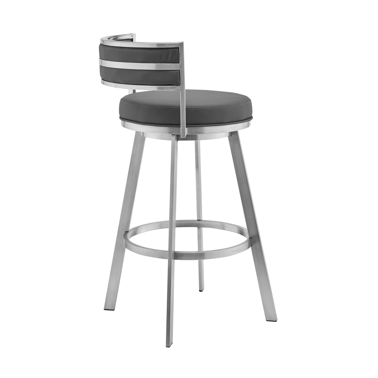 Armen Living Roman Stainless Steel. Faux Leather 100% Polyurethane Barstool