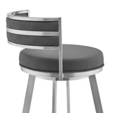 Armen Living Roman Stainless Steel. Faux Leather 100% Polyurethane Barstool