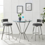 Armen Living Roman Stainless Steel. Faux Leather 100% Polyurethane Barstool