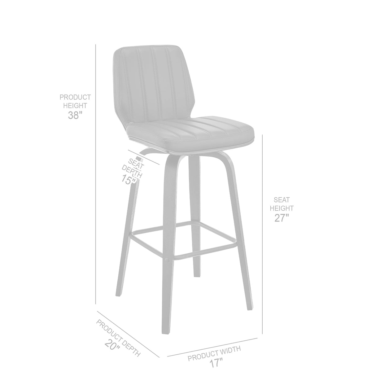 Armen Living Renee Poplar bentwood/Metal/Faux Leather/Foam 100% Polyurethane Swivel Barstool