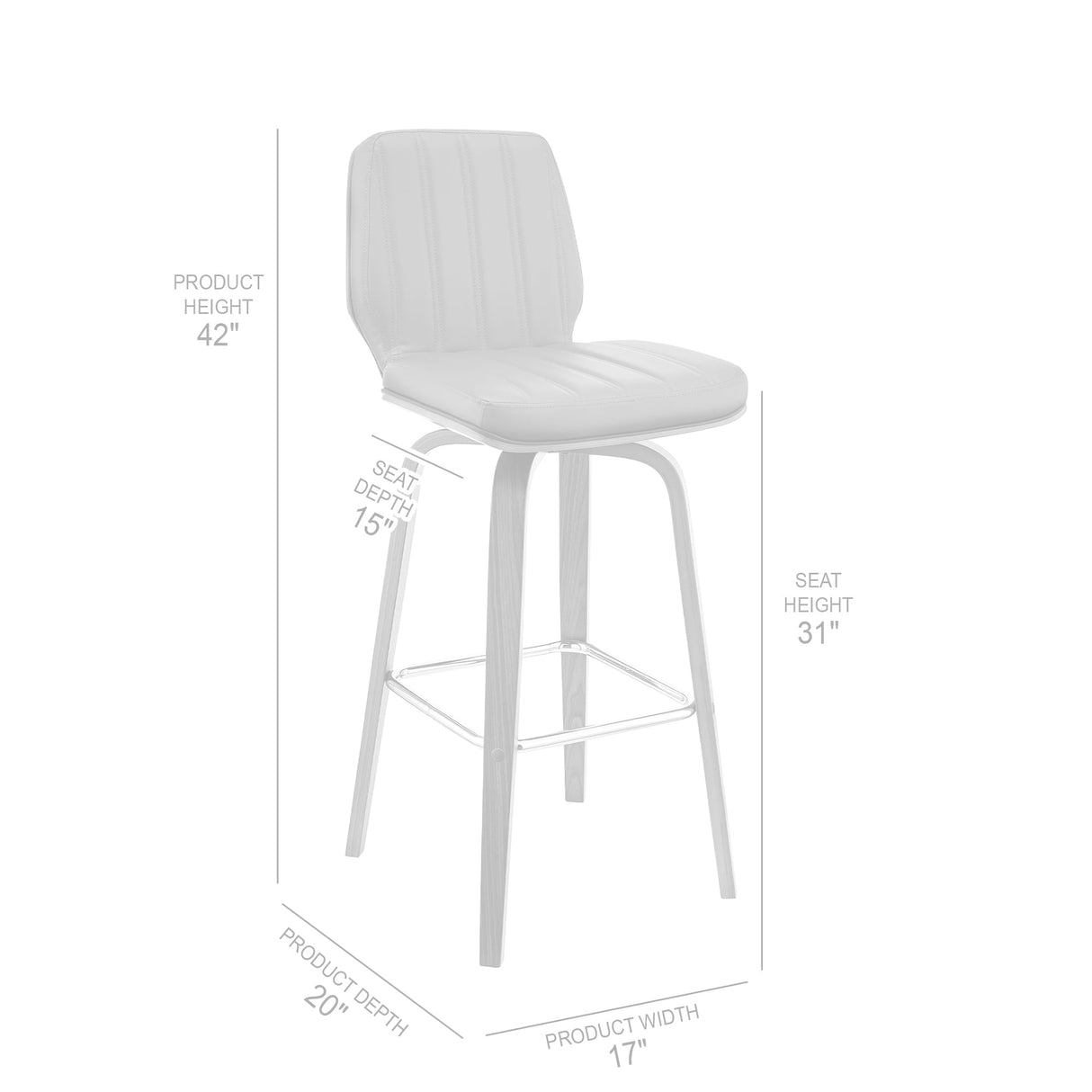 Armen Living Renee Poplar bentwood/Metal/Faux Leather/Foam 100% Polyurethane Swivel Barstool