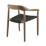 Armen Living Santo Eucalyptus/Rope Polypropelene Outdoor Dining Chair