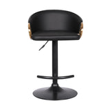 Armen Living Solstice Black Powder Steel,Gold Electronic,Faux Leather,Plywood 100% Polyurethane Barstool