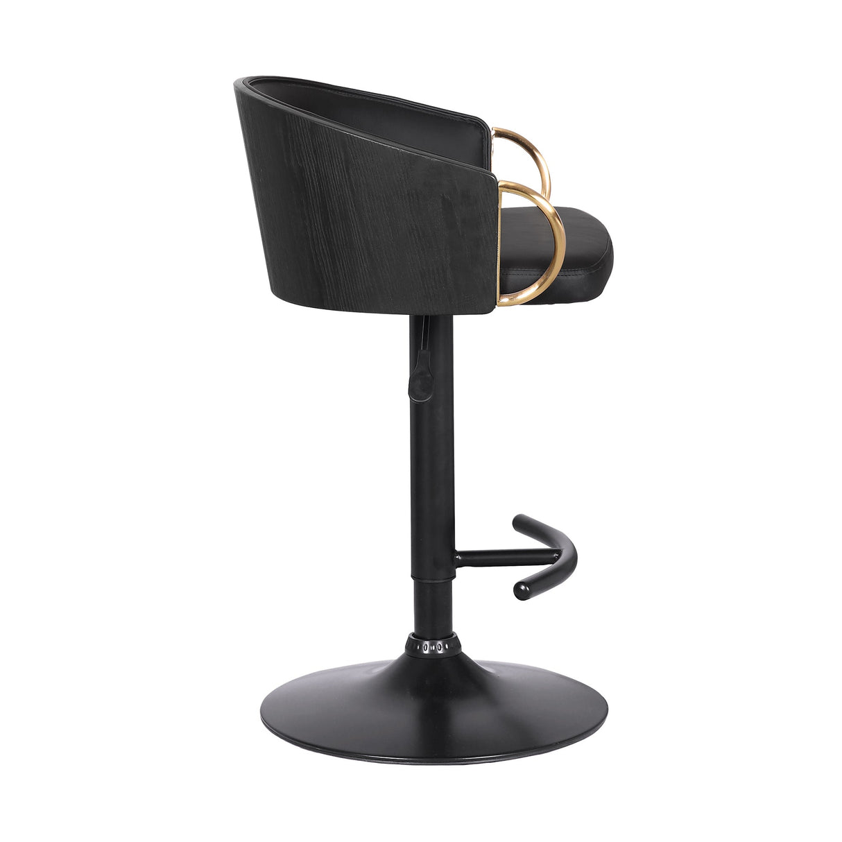 Armen Living Solstice Black Powder Steel,Gold Electronic,Faux Leather,Plywood 100% Polyurethane Barstool