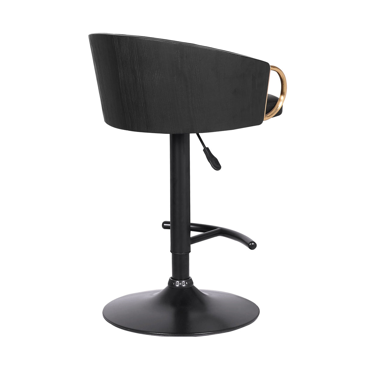 Armen Living Solstice Black Powder Steel,Gold Electronic,Faux Leather,Plywood 100% Polyurethane Barstool