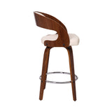 Armen Living Shelly Chrome Steel,Faux Leather,Plywood/Walnut Wood Veneer 100% Polyurethane Barstool