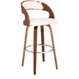 Armen Living Shelly Chrome Steel,Faux Leather,Plywood/Walnut Wood Veneer 100% Polyurethane Barstool