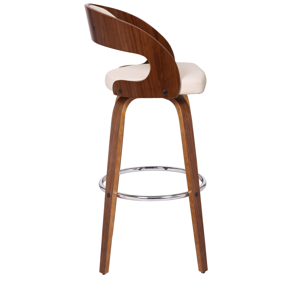 Armen Living Shelly Chrome Steel,Faux Leather,Plywood/Walnut Wood Veneer 100% Polyurethane Barstool