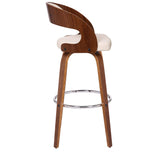 Armen Living Shelly Chrome Steel,Faux Leather,Plywood/Walnut Wood Veneer 100% Polyurethane Barstool