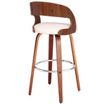 Armen Living Shelly Chrome Steel,Faux Leather,Plywood/Walnut Wood Veneer 100% Polyurethane Barstool