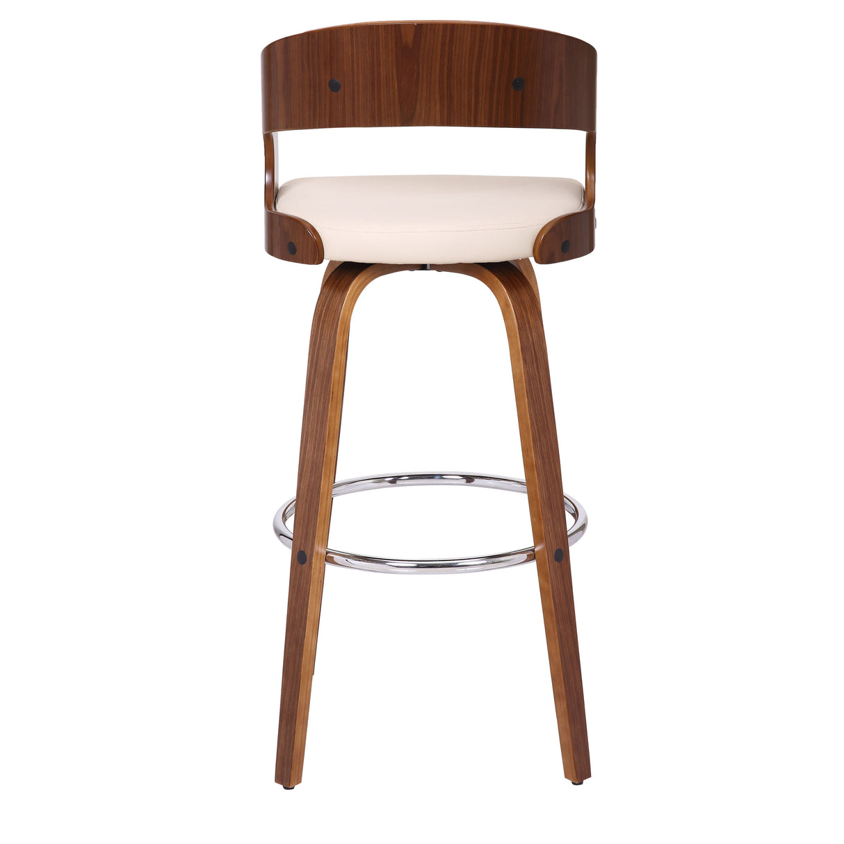 Armen Living Shelly Chrome Steel,Faux Leather,Plywood/Walnut Wood Veneer 100% Polyurethane Barstool