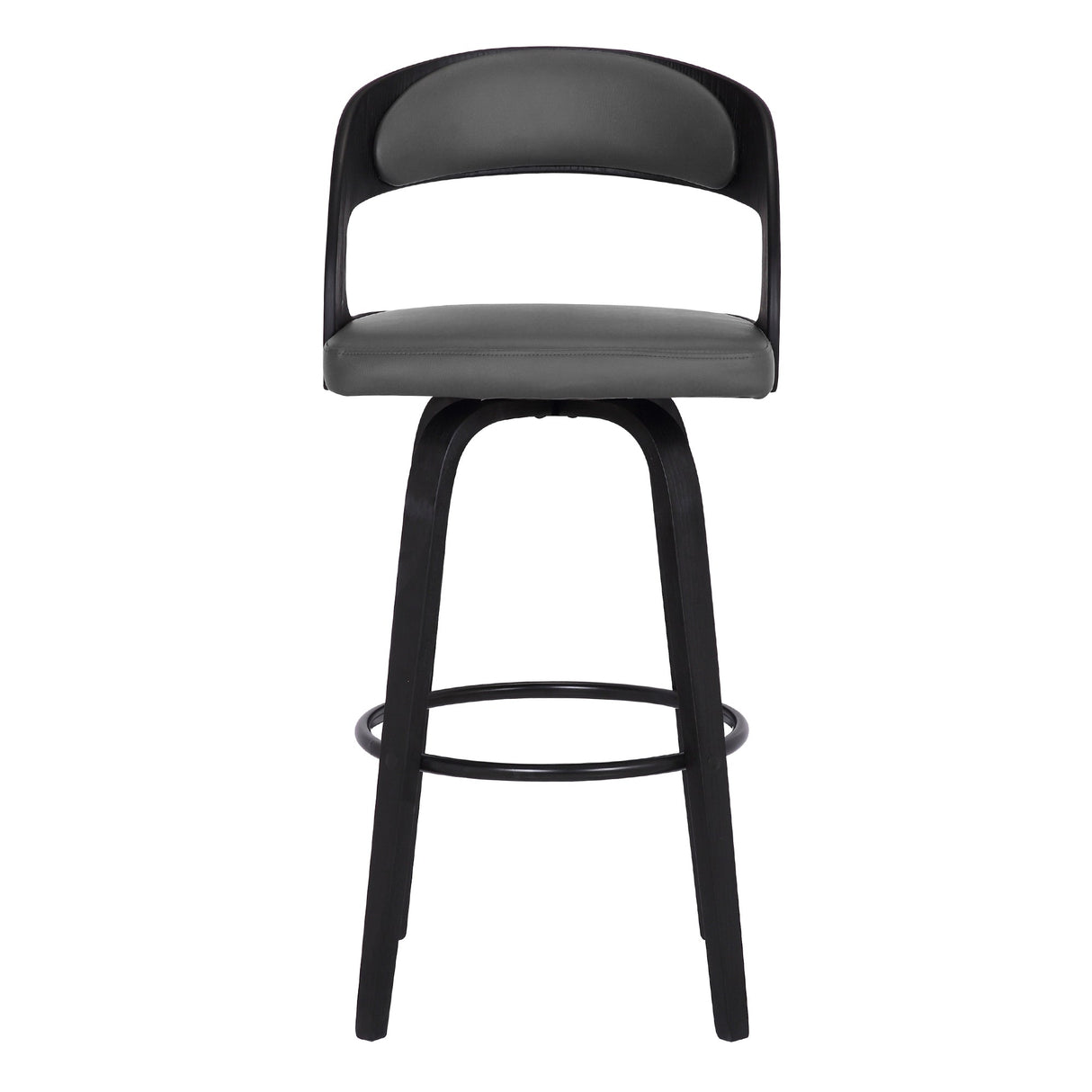 Armen Living Shelly Black Steel,Faux Leather,Plywood 100% Polyurethane Barstool